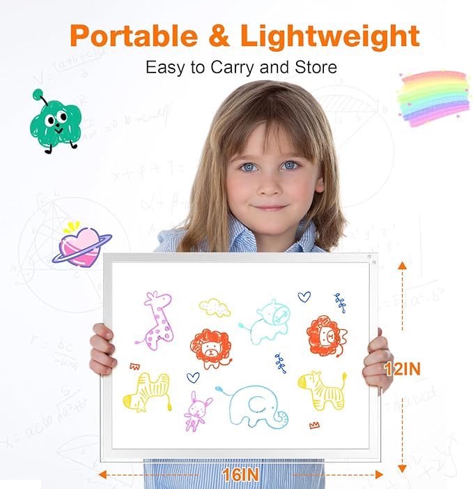 Weekly Dry Erase White Board, 16X12IN Magnetic Desktop Whiteboard Calendar with Stand, 8 Markers, 4 Magnets, 1 Eraser, Portable Double-Sided White Board Easel for Kids Memo to Do List Desk