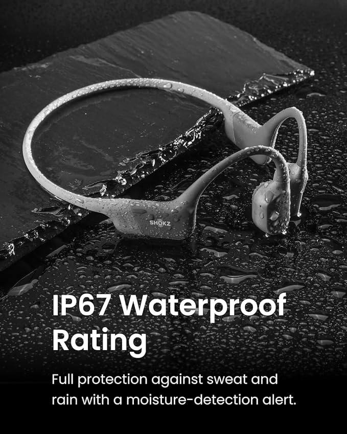 SHOKZ OpenRun (AfterShokz Aeropex) - Open-Ear Bluetooth Bone Conduction Sport Headphones - Sweat Resistant Wireless Earphones for Workouts and Running - Built-in Mic, with Headband