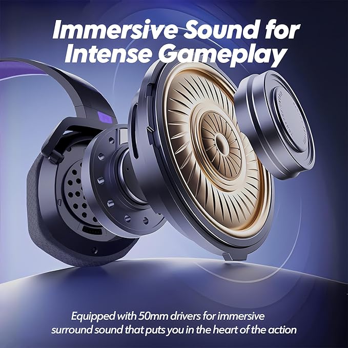 NUBWO Wireless Gaming Headset with Mic for Ps5 Ps4 PC, Zero Interference, 100-Hour Battery All-Day Play, 23ms Sync for Fortnite & Call of Duty/FPS Gamers, Triple Mode All Devices Compatible - Purple