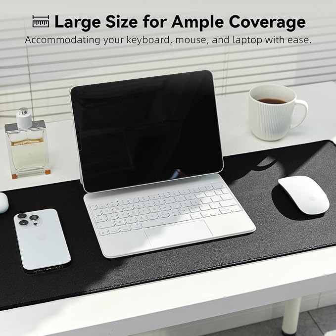 Large Gaming Mouse Pad with Durable Stitched Edges, Non-Slip Rubber Base, Big Computer Keyboard Mouse Mat Desk Pad for Home Office Gaming Work, 15.74"x35.43"x0.12", Black