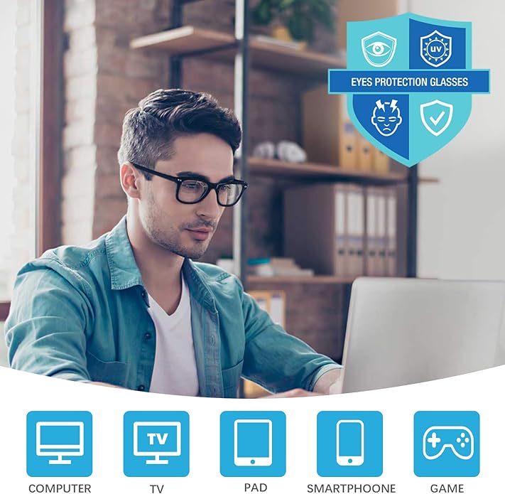 Blue Light Blocking Glasses, Blue Blocker Computer Glasses for Men Women, Anti Glare 400 UV & Eye Strain Fake Square Glasses