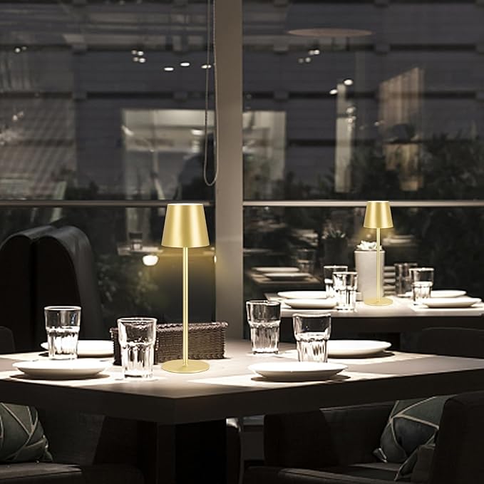 2 Pack Cordless Table Lamp, 5000mAh Portable Rechargeable LED Desk Lamp (Gold)