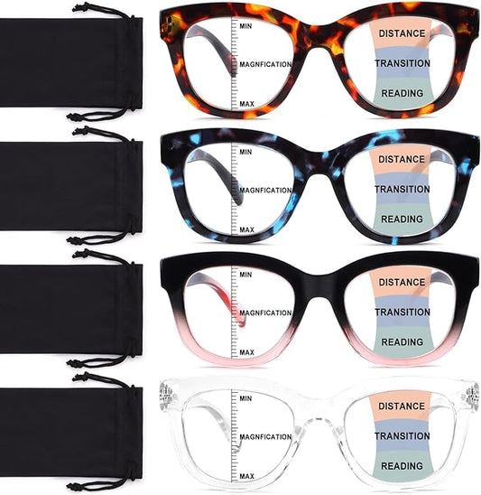 Progressive Multifocus Reading Glasses for Women Men Blue Light Blocking Computer No Line Multifocal Readers