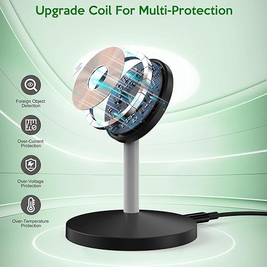 Magnetic Wireless Mag-Safe Charger Station,Long 6FT USB C Cable MagSafe, Stable Charger Stand Apple Magsafe Wireless Station/Pad Fast Charging for iPhone 16 Pro/16 Plus/16 Pro Max/15/14/13/12/AirPods