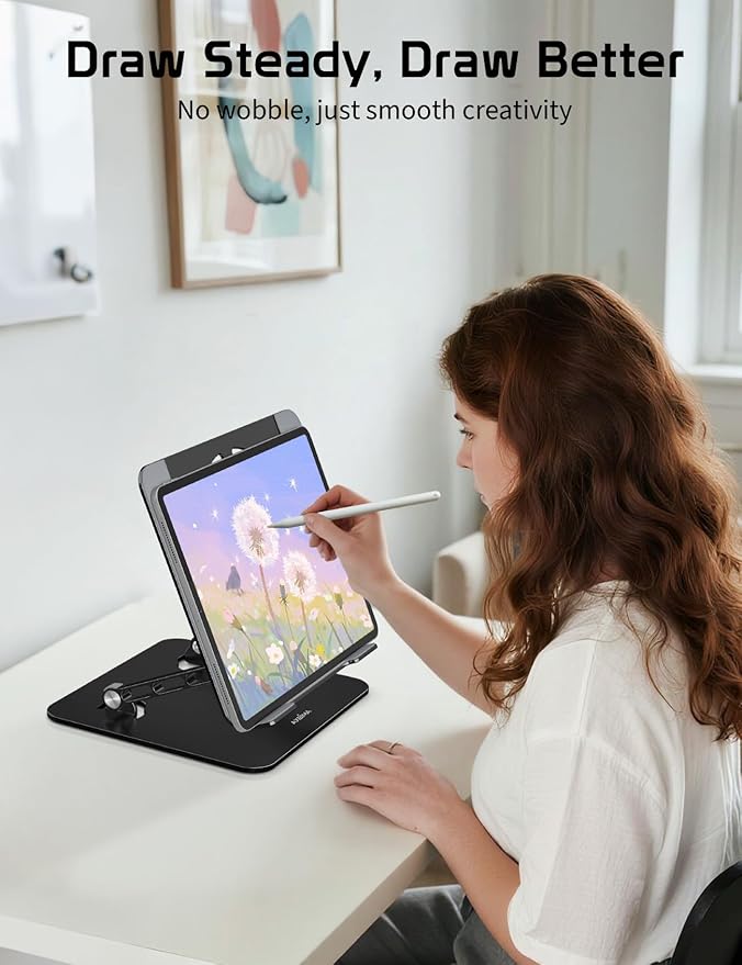 Aluminum Laptop Stand for Desk – Adjustable Ergonomic Laptop Riser, Foldable & Portable Holder Fit for MacBook & 10"-16" Laptops for Office, Home & Travel,Black