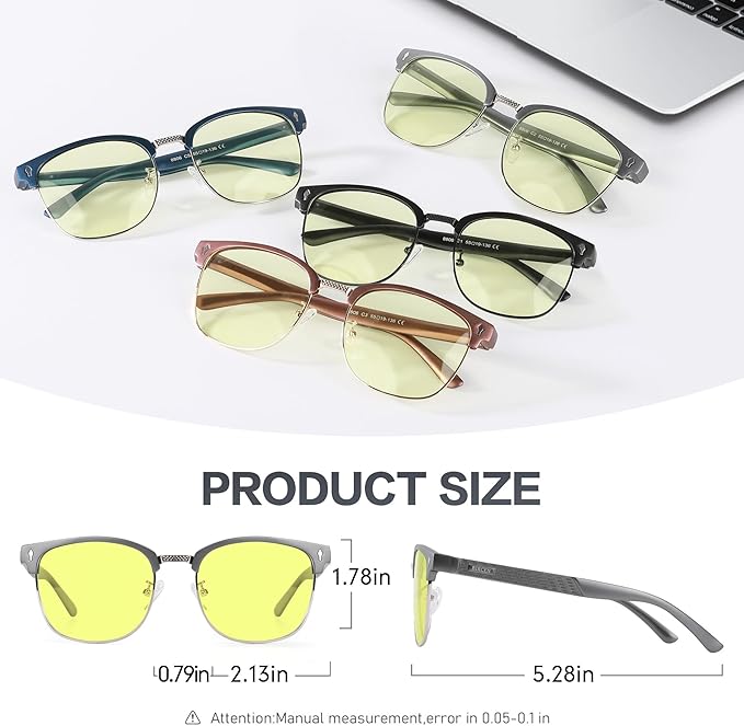 BIRCEN Blue Light Blocking Glasses: Al-Mg Metal Bluelight Computer Clear Glasses for Men Women Anti Eyestrain Office Home