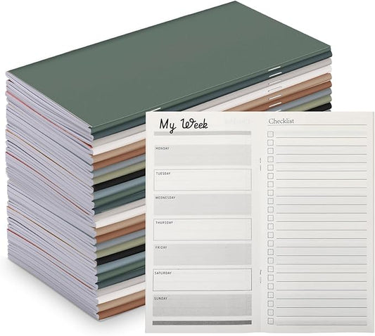 Qilery 100 Pcs 2025-2026 Daily Weekly Planner Bulk Christmas Employee Appreciation Gifts Small Pocket Journal to Do List Goals Notepad for Coworkers Teacher Students Team (Neutral Color)