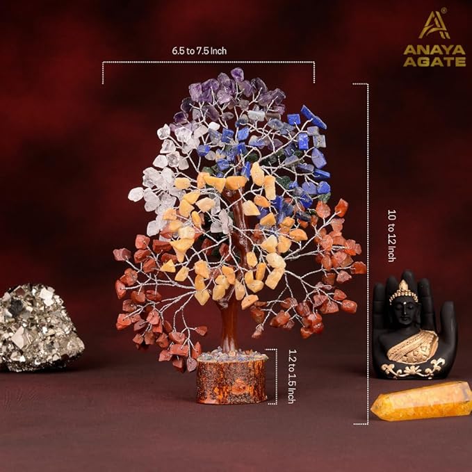 7 Chakra Tree of Life Handmade Gemstone Bonsai Trees, Crystals and Healing Stones Feng Shui Money Tree for Home Office Desk Decor, Positive Energy, Good Luck, Spiritual Birthday Gifts for Women