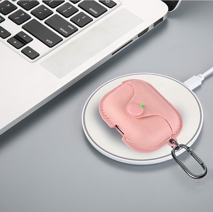Maxjoy for AirPods Pro 2 Case Leather, Airpods Pro Leather Case Cover with Keychain Airpod Strap Compatible with Apple Airpod Pros 2nd Generation 2023 2022/AirPods Pros 2019 (Front LED Visible), Pink