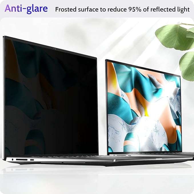 15.6 Inch Laptop Privacy Screen Compatible with Lenovo Hp Dell Acer Asus Thinkpad Envy Xps Computer 16:10 Aspect, Removable Anti Glare Blue Light Filter Protector, 15" Monitor Security Shield