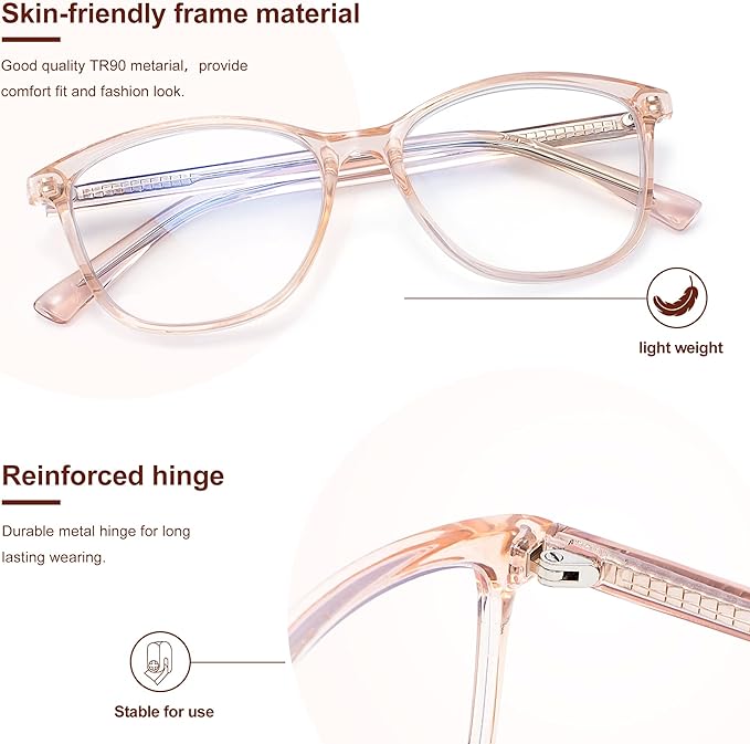 Madison Avenue Blue Light Blocking Glasses Anti Eyestrain UV Glare Blue Light Glasses for Women TV Phone Computer Gaming Eyeglasses Liberty (Crystal Brown)