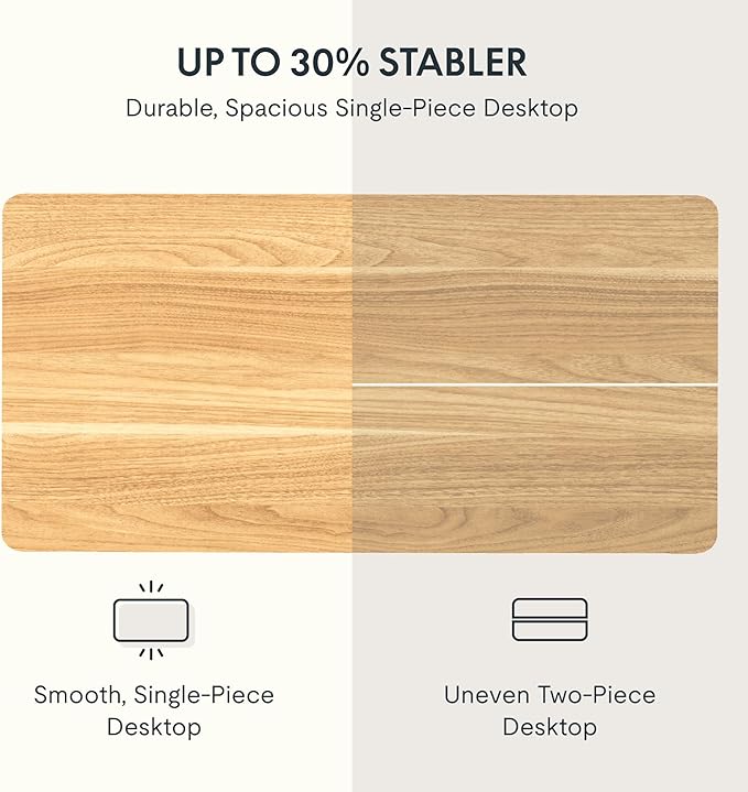 FLEXISPOT EN2 Whole-Piece Standing Desk with Clamp Power Strip, 48 x 30 Electric Stand Up Height Adjustable Desk with Cable Management (Black Frame + 48" Maple Top, 2 Packages)