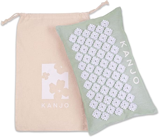 Kanjo Aroma Mint Acupressure Pillow - 100% Cotton Linen with Natural Cork Filling - Aromatherapy Pillow for Back Pain and Neck Pain Relief