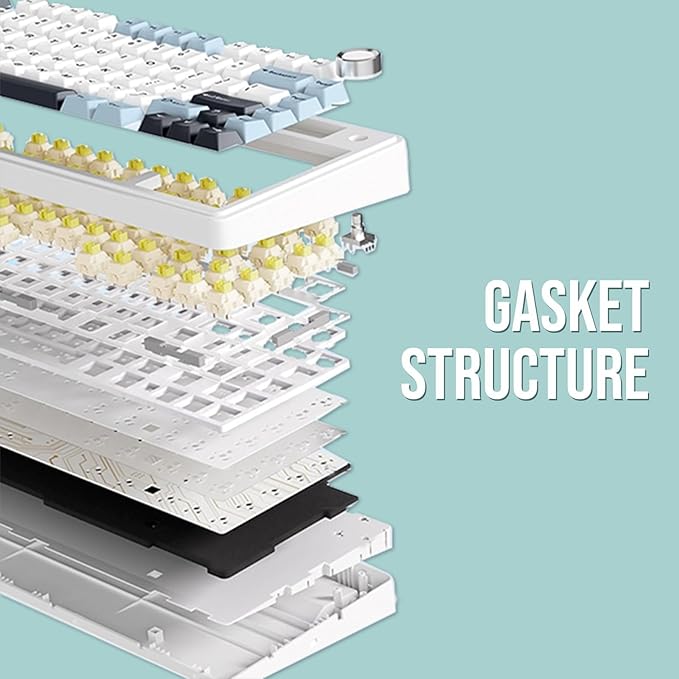 EPOMAKER x Aula F75 Gasket Mechanical Keyboard, 75% Wireless Hot Swappable Gaming Keyboard with Five-Layer Padding&Knob, Bluetooth/2.4GHz/USB-C, RGB (Green, Ice Vein Switch)