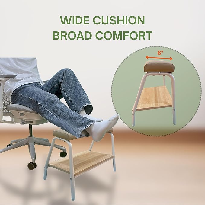Double Step Footrest Under Desk Versatile Foot Stool Ottoman for Comfortable Desk Work Office Life (White)