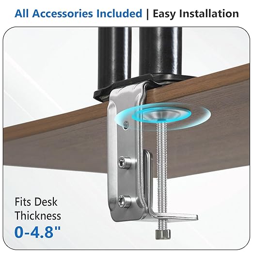 Lyngins Dual Monitor Stand, 17-32 inch Monitor Mounts for 2 Computer Screens, VESA Mount with 75/100 mm, Each Arm Supports Up to 20.94 lbs, Double Monitors Arm Desk Mount - Black