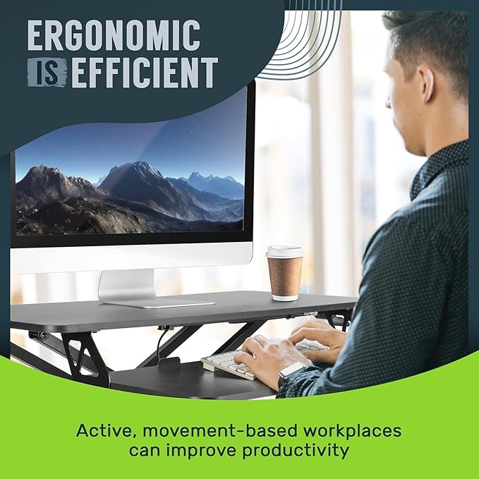 TechOrbits OF-S06-2 Desk Converter-37-inch Height Adjustable, MDF Wood, Sit-to-Stand Rise-X Pro Black, 36"