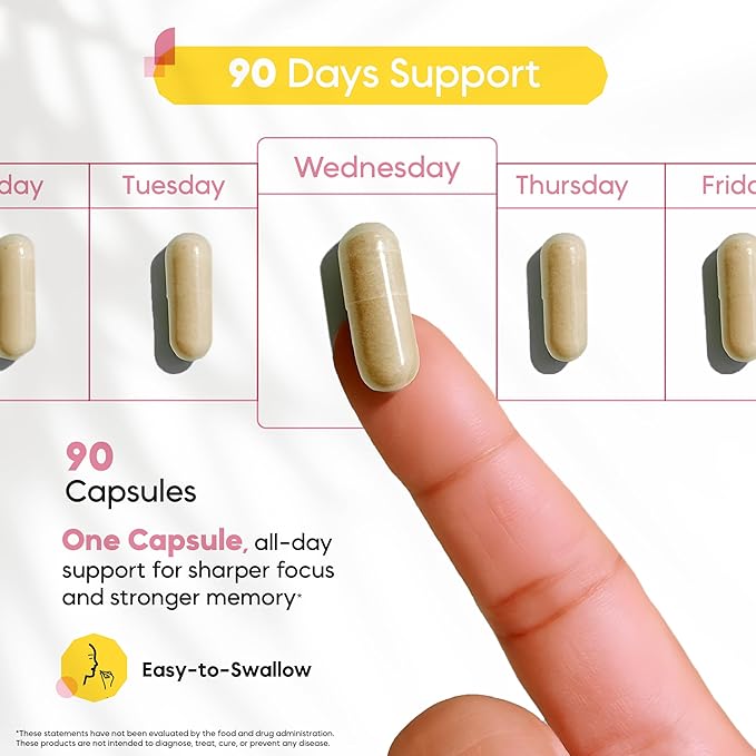 Memory & Focus Nootropic – Brain Neuro Matrix with Ginkgo Biloba & Huperzine A – Vegan, Natural, Caffeine-Free – Supports Clarity & Mood for Students, Seniors & Professionals – 90 Caps 3-Month Supply