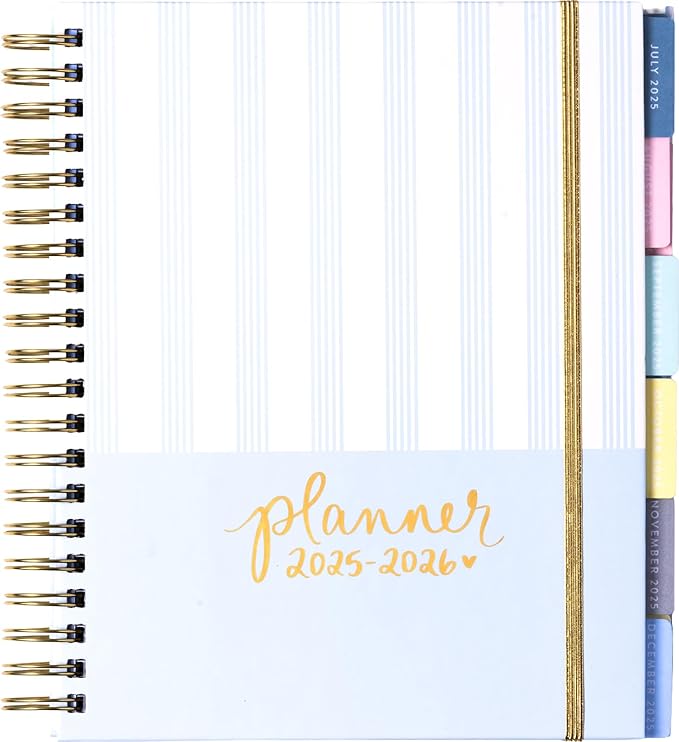 2025-2026 Eccolo Large Spiral Agenda Planner, Hardcover, Weekly & Monthly Views, 18 Tabbed Months, Inspiring Graphics and Quotes (Extra Large - 9" x 10.5")