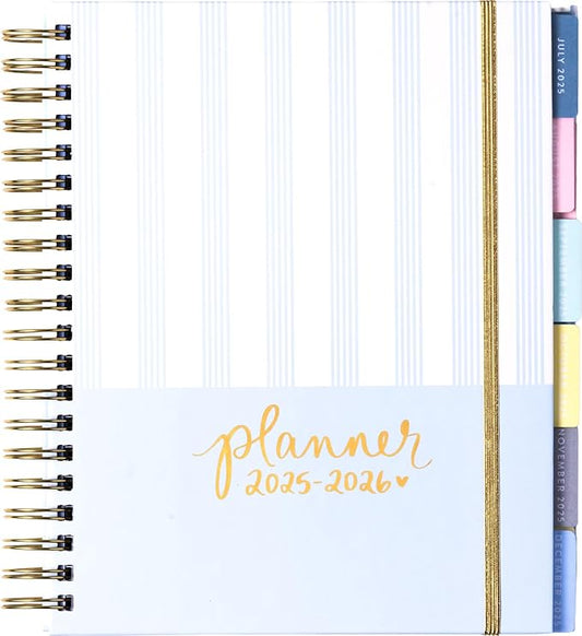 2025-2026 Eccolo Large Spiral Agenda Planner, Hardcover, Weekly & Monthly Views, 18 Tabbed Months, Inspiring Graphics and Quotes (Extra Large - 9" x 10.5")