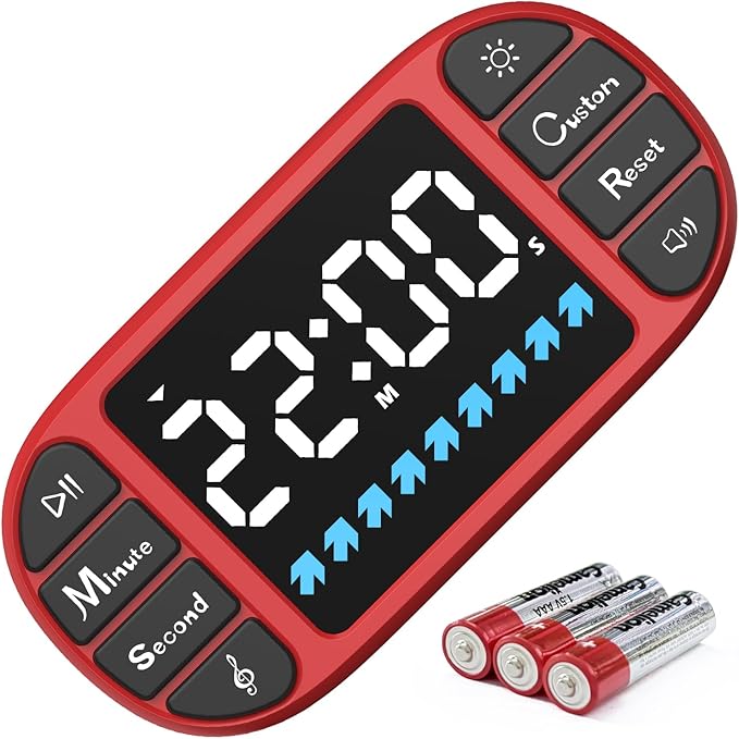 DOOMAY Digital Kitchen Visual Timer: 3.6'' Large LED Display, Magnetic, 3 Brightness, 4 Alarms and Volume, Memory Function, Countdown Count up for Cooking, Classroom, Home Gym, AAA Battery Included