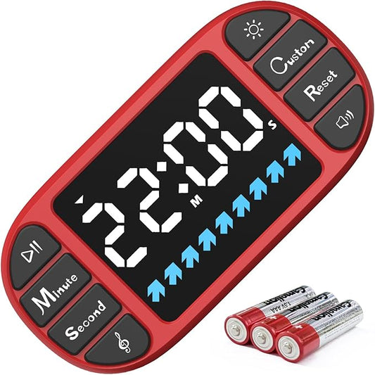 DOOMAY Digital Kitchen Visual Timer: 3.6'' Large LED Display, Magnetic, 3 Brightness, 4 Alarms and Volume, Memory Function, Countdown Count up for Cooking, Classroom, Home Gym, AAA Battery Included