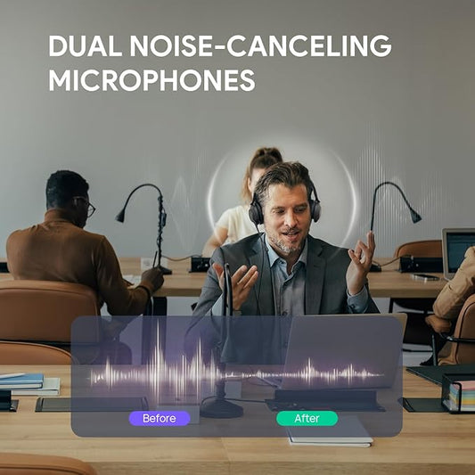 Yealink UH37 USB Headset with Mic,Wired Headset with Noise Cancelling Microphone for Computer PC Laptop VoIP Phone,USB-A & USB-C Cable,Works with Zoom and Other Leading UC Platforms