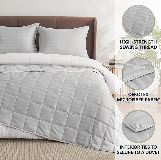 Weighted Blanket Queen Size (60"x80" 17lbs),Ultra Soft and Cozy Cooling Weighted Blanket Queen Size for Adult,Heavy Blanket with Machine Washable Soft Blanket, Light Grey