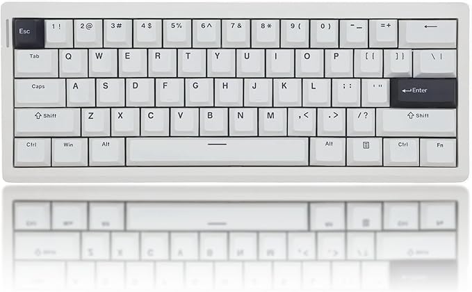 GMK61 60% Mechanical Keyboard,Tri-Mode PBT Keycaps Linear Switches 61 Keys,South-Facing RGB Gasket Mounted Plate Gaming Keyboard for Win/MAC (White, Brown Switch)