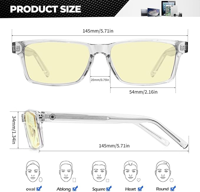 ANYLUV Blue Light Glasses Men Woman, Blue Light Blocking Glasses for Computer Gaming, Eye Strain Relief Eye Protection