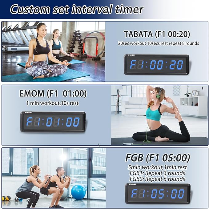 Independent Button Type 1.5-inch Fitness Room Rest Timer, Suitable for Gym Exercise/School/Home Exercise/Boxing Gym/Indoor Rock Climbing (1.5 inch 6-Digit Blue)