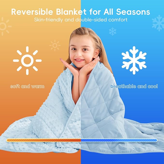 yescool Weighted Blanket 7 lb Light Blue Cooling Weighted Throw Blanket Minky Plush Heavy Blankets Microfiber Small Blankets Fleece Warm Weighted Comforter, 40 * 60in