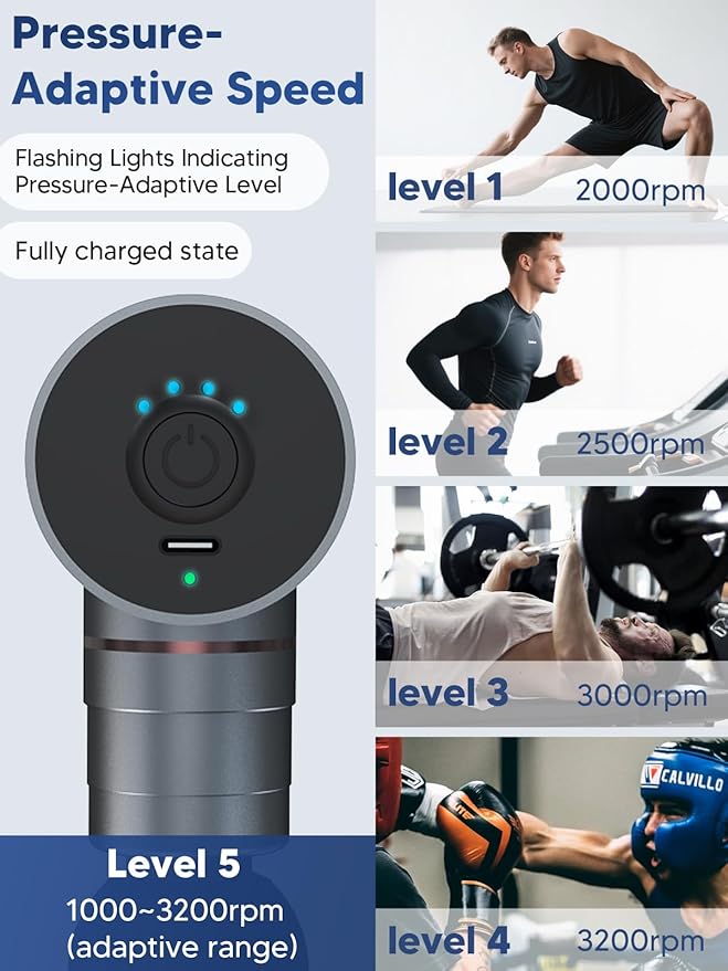 arboleaf Massage Gun Deep Tissue with Double Heads, Full-Metal Electric Portable Handheld Massager for Back, Shoulder, Sore Muscles, Pain Relief, 5 Modes, Seamless Speed Control