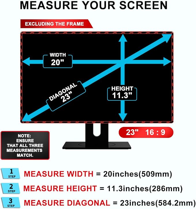 23 inch Computer Privacy Screen Filter - Suitable for 16:9 Aspect Ratio Widescreen Monitor - Blue Light Filter - Anti-Glare & Anti-Scratch Protector Film (23" Widescreen (16:9))