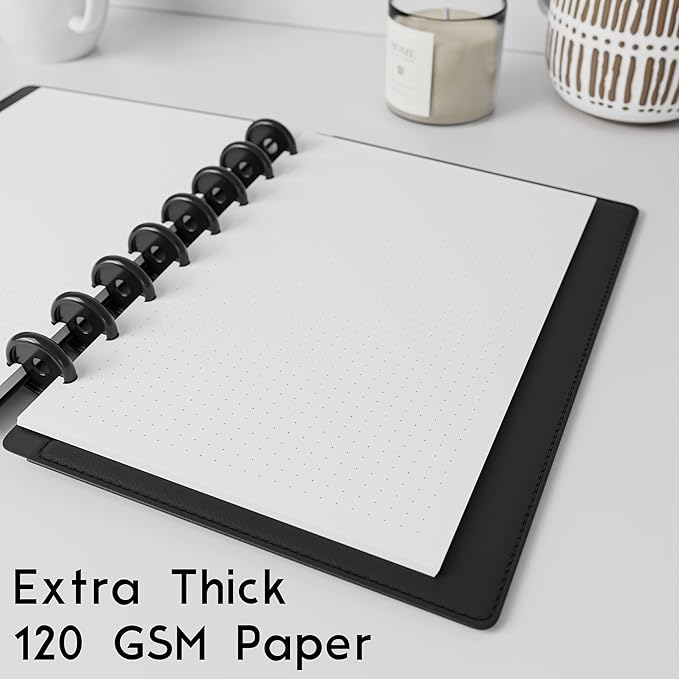 Discbound Half-Letter Size Extra Thick Dot Grid Paper Refill, 400 Sheets (800 Pages), 5.5 in. x 8.5 in., 120 GSM, Junior Size