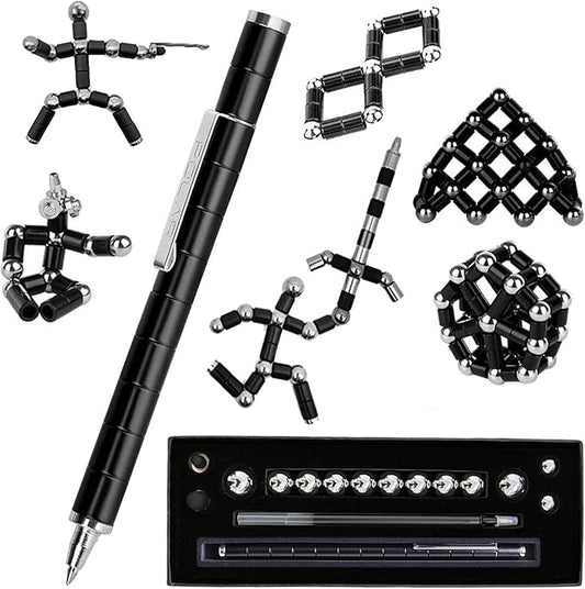 Black Fidget Pen, Magnetic Pen Fidget Cool Gadgets, Decompression Magnet Pens Adult Toys, Novelty Toy Can Write, Gifts for Family Friends Teens Boys Girls,Great for Stress Relief