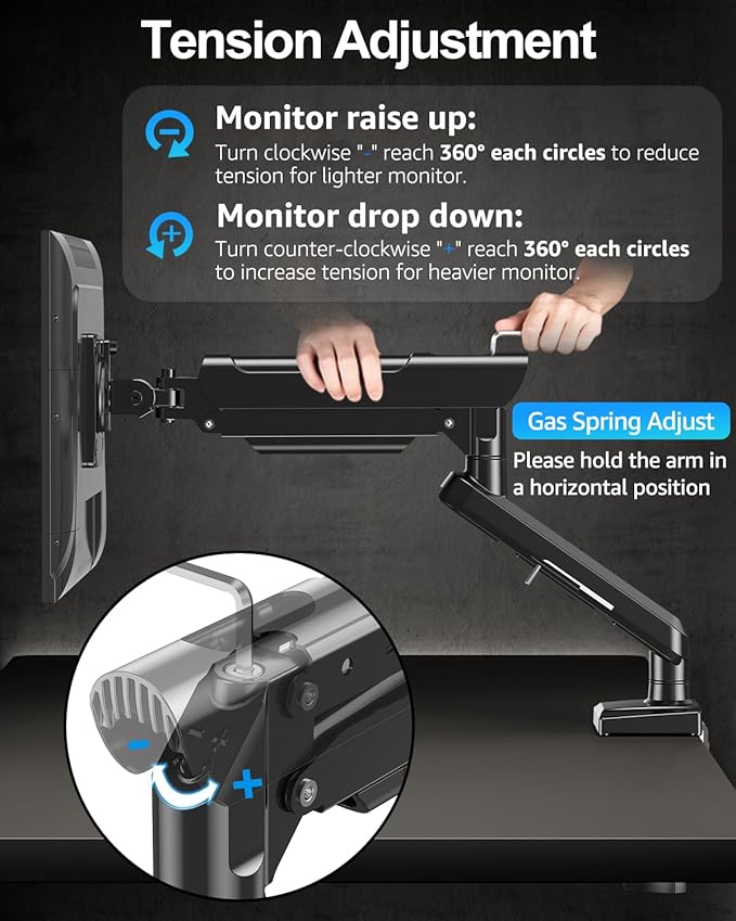 Single Monitor Mount Arm, Fits 17-32 Inch, Holds 4.4-22lbs, Full Motion, VESA 75x75/100x100, Desk Mount Freelift Pro