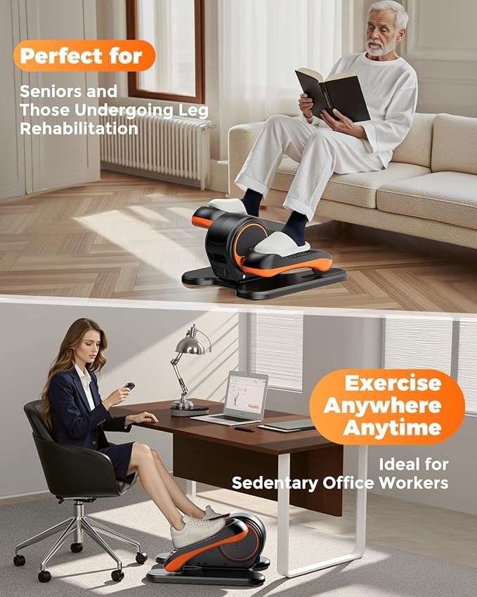 Under Desk Elliptical Machine, Ellipse Leg Exerciser as Seen on TV, LCD Display & 12 Adjustable Speed Ellipse Fit, Portable & Quiet Foot Pedal Exercise Machine, Mini Eclipse Leg Exerciser for Seniors