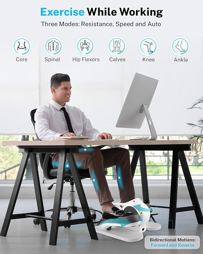 Gonex Under Desk Elliptical Exercise Machine, Leg Exerciser While Sitting for Seniors, 3-in-1 Mini Seated Pedal Exerciser as Seen on TV, 10 Resistance & Speed Levels, Manual/Auto with Remote