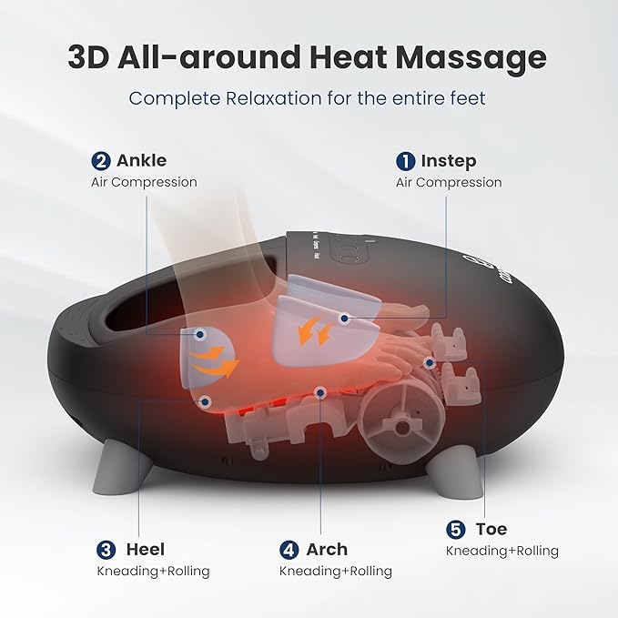 COMFIER Shiatsu Heated Foot Massager with Heat for Plantar Fasciitis Neuropathy, Deep Kneading Vibration Feet Massager for Mon Dad Men Women-Home Office Use
