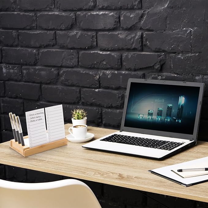 Goaste To Do List Planner with Bamboo Stand, Daily ToDo Checklist Notepad Organizer-100 Pieces Goal Cards, Productivity System Planners Notebook for School, Office Supplies