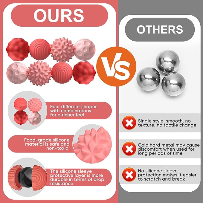 8 Pieces Fidget Toys Adults Magnetic Fidget Balls Silicone Magnetic Fidgets Anxiety Relief Items for Anxiety ADHD Portable Desk Toys for Office Travel Home Party Gift Class Prizes(Pink, 8)