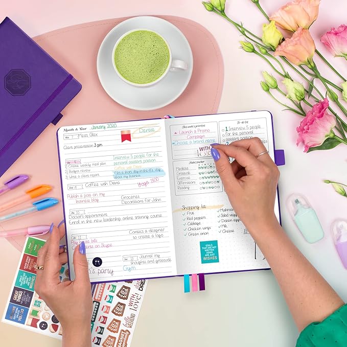 GoGirl Planner and Organizer for Women – Compact Size Weekly Planner, Goals Journal & Agenda to Improve Time Management, Productivity & Live Happier. Undated – Start Anytime, Lasts 1 Year – Purple