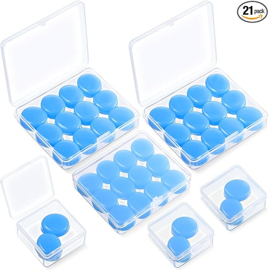 Frienda 21 Pairs Ear Plugs for Sleeping Reusable Moldable Silicone Earplugs Soft Noise Cancelling Earplugs Sound Blocking Ear Plugs with Case for Swimming Concert 32dB NRR (Blue)