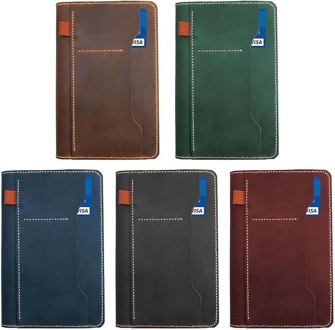 Genuine Leather Notebook Notepad Cover for TOPS The Legal Pad Writing Pads Docket 5" x 8" Cover, retro real leather portfolio folder cover organizer (Dark Green)