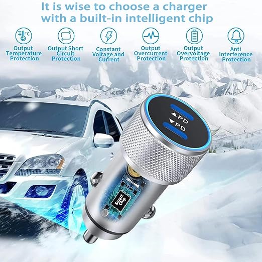 iPhone 15 Car Charger Fast Charging, 20W Dual Port USBC Car Charger 20W PD iPhone 15 Charger 2Pack 3FT USB C to USB C Car Charging Cable for iPhone 15/15 Plus/15 Pro Max/iPad Mini 6/iPad Air4/iPad Pro