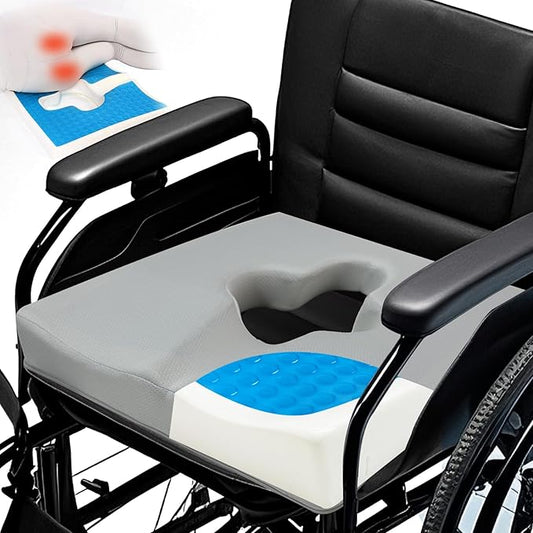 Gel Wheelchair Seat Cushion,Bed Sore Cushions for Butt,Relieve Sciatica,Back,Coccyx,Pressure Sore and Ulcer Pain Relief,Ergonomic Office Chair Cushion, Anti-Slip Cover Removable&Washable (Gray)