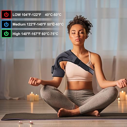 Heated Shoulder Brace for Men Women, USB Rechargeable Shoulder Heating Pads, Shoulder Massager for Pain Relief, Cordless Heated Shoulder Wraps for Left Right Rotator Cuff Support, 5000mAh