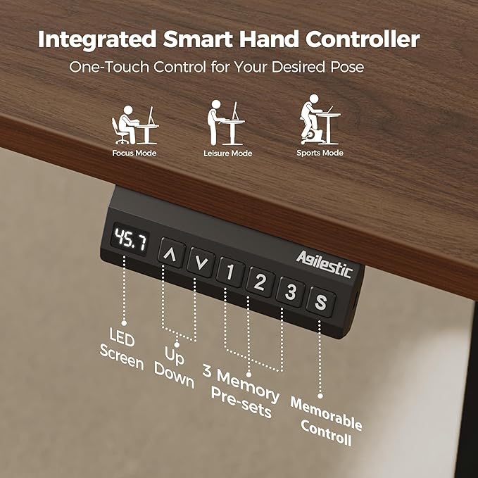 Agilestic 75 Inch L Shaped Standing Desk Adjustable Height, Corner Standing Desk, Sit Stand Up Computer Table, Splice Board, Dark Walnut