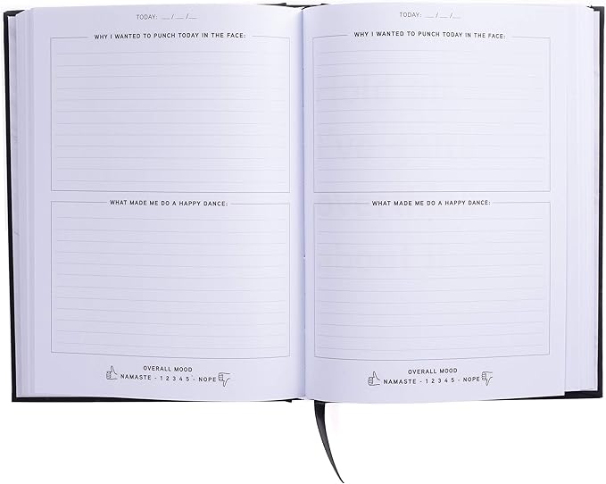 Graphique Self-Care Journal - Punch Today in the Face - 256 Pages - Weekly Quote & Daily Fill in Interiors - Hardbound Fabric Cover - Ribbon Marker (6" x 8")